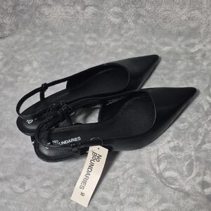 No Boundaries Women's Black Faux Leather Slingback Asst Sizes